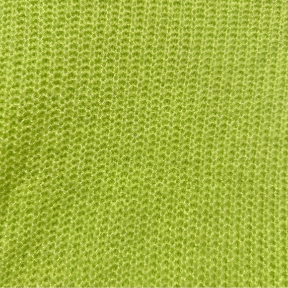 Maeve Betty Puff-Sleeved Neon Lime Green Chunky Mock Neck Sweater Size Medium - Picture 11 of 16